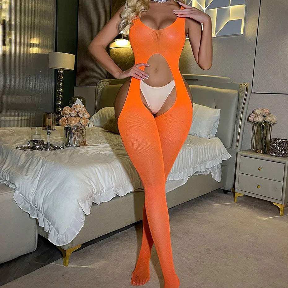 Sexy Lingerie Women Body Underwear Hollow Out Fishnet Bodysuit Nightwear Open Crotch Bodystocking Erotic Lingerie Porno Costume