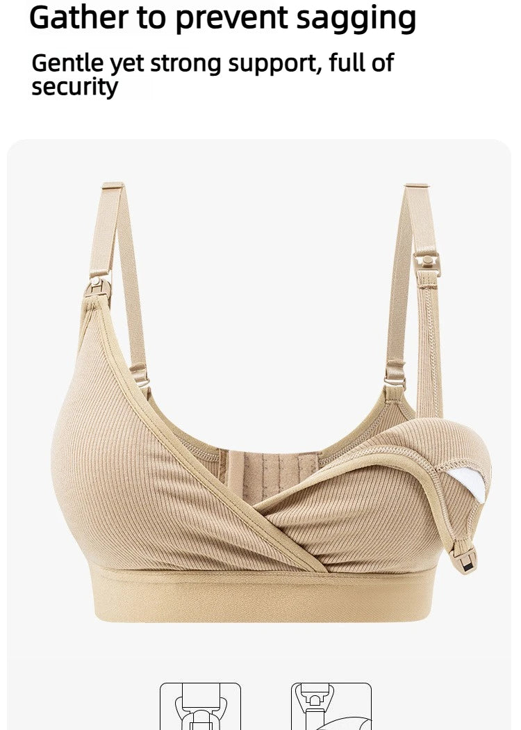 New Wireless Maternity Nursing Bras Ultra Soft Comfortable Front Open Bras with Chest Pads Pregnancy Breastfeeding