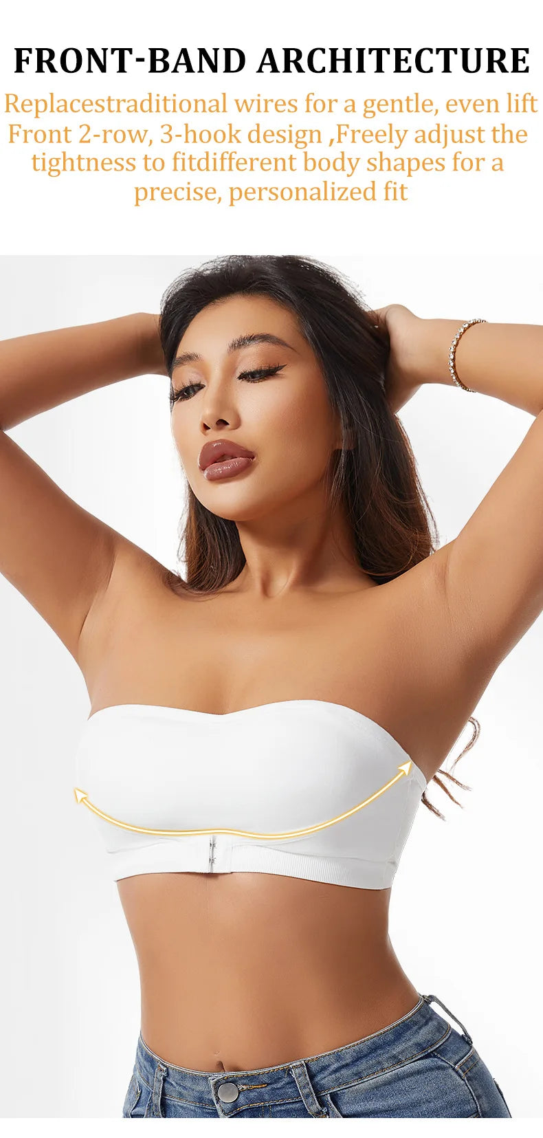 Daily Strapless and Wireless Women's Front Button Bra, Seamless Chest pad Comfortable Push-up Trendy Solid Color Lingerie