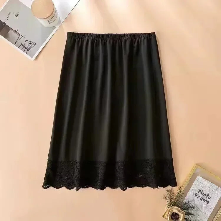 Womens Girls Modal Half Slips Underskirt Basic Soft Lace Trim Petticoat Underdress Intimates Safety Skirt Underwear