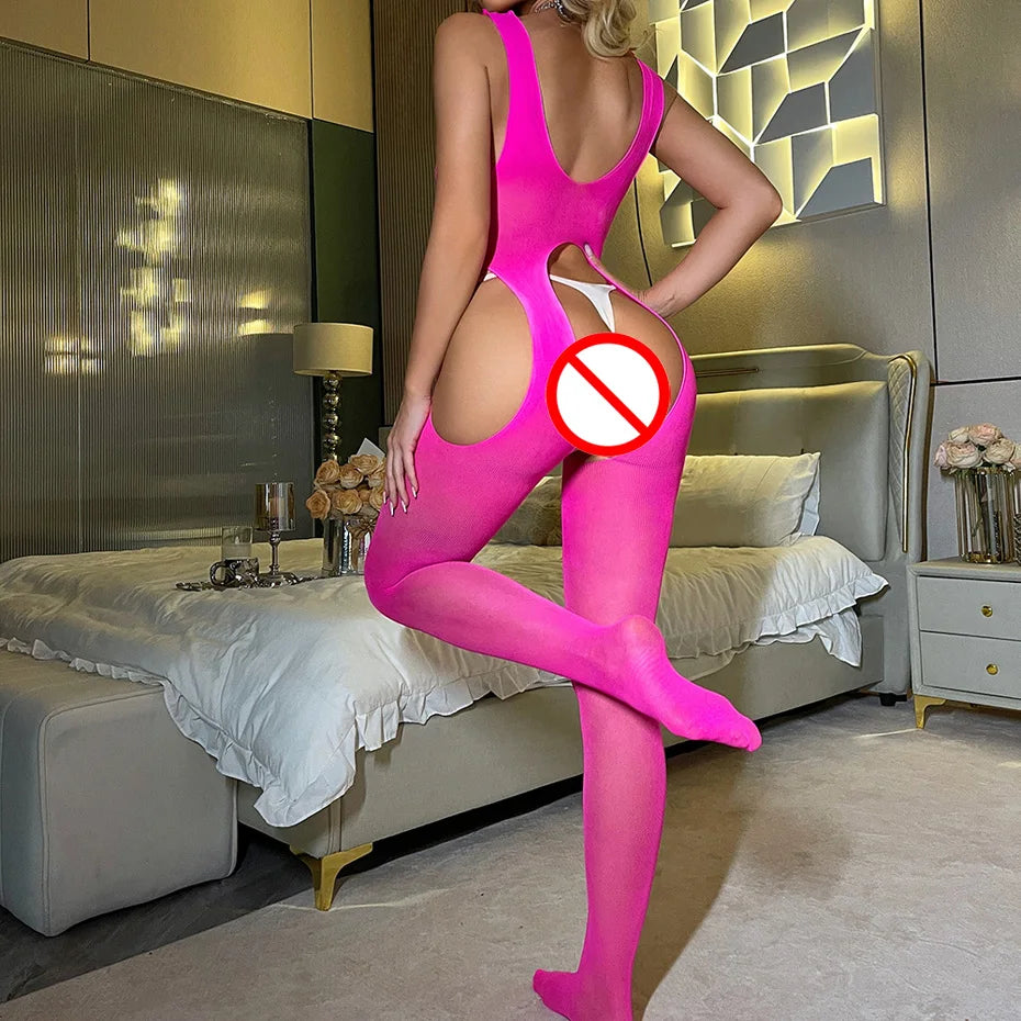 Sexy Lingerie Women Body Underwear Hollow Out Fishnet Bodysuit Nightwear Open Crotch Bodystocking Erotic Lingerie Porno Costume