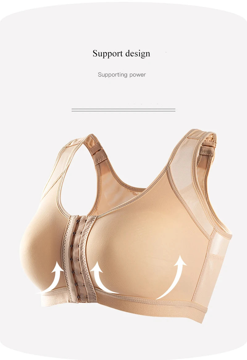 Large Size Sexy Front Closure Bra Wire Free Brassiere Intimates Women's Push Up Bralette Underwear Female Unlined Bras Lingerie