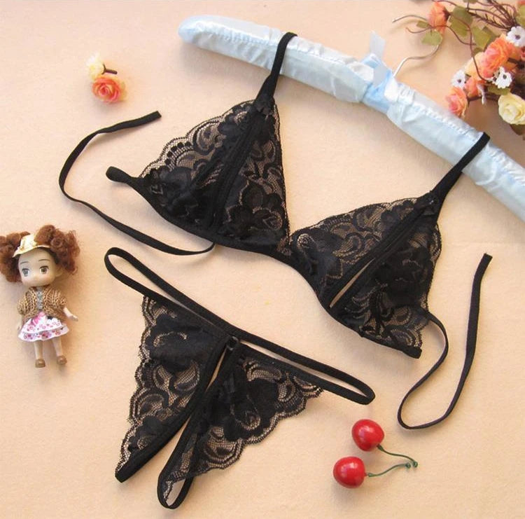 Sexy  Women's Lace  Transparent Thin Large Size  Loose Ice Silk Small Chest Gathering Underwear