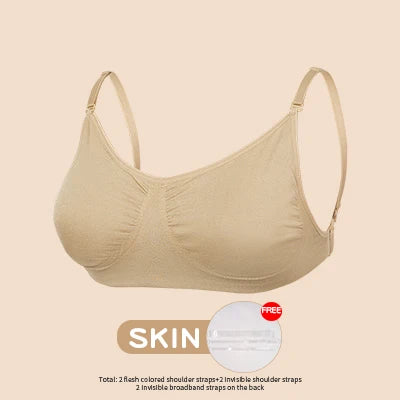 Women Dance Bra Clear Back Bra Seamless Invisible Bra Ballet Clear Strap Bra with Adjustable Straps Sport Cami Bras for Girls