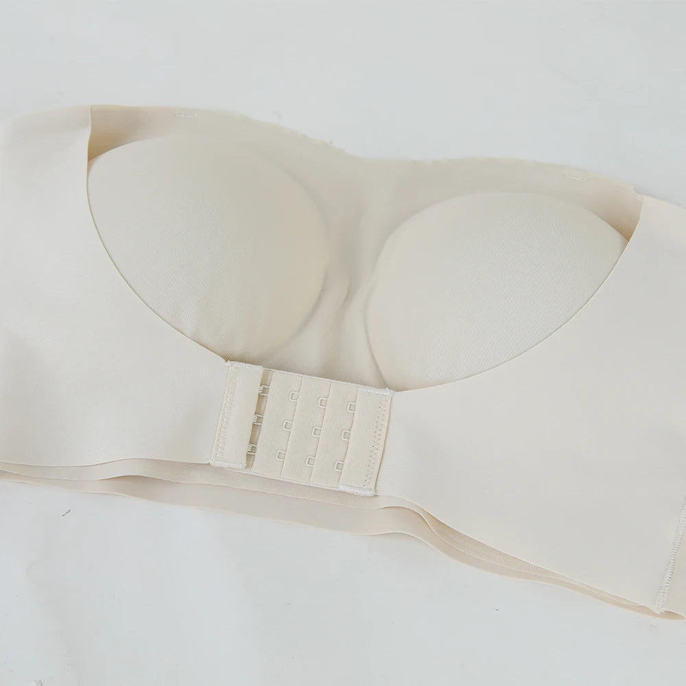 Women Strapless Padded Bra Seam-free Front Button Cross Bandage Bras Comfortable Smooth Plus Size Lingerie for Women