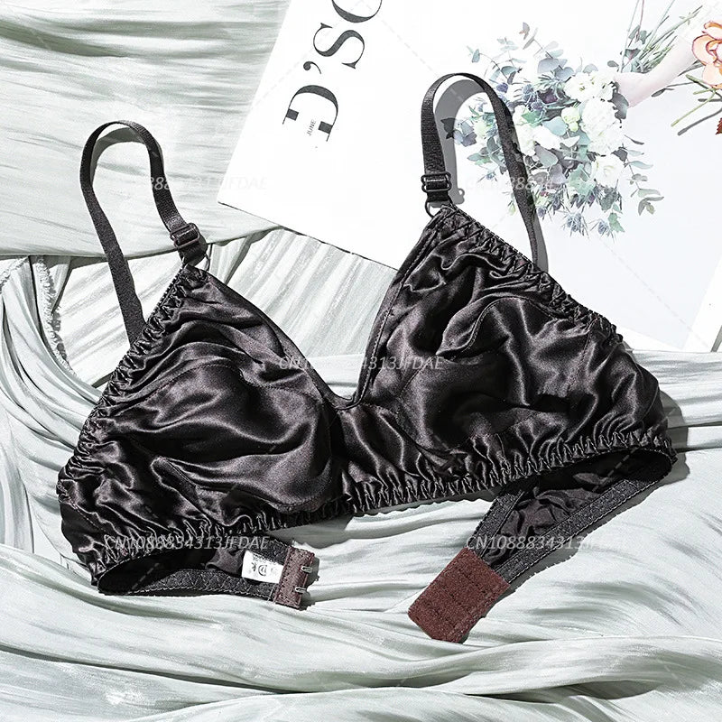 Underwire Bra for Big Breast Female 100% Mulberry Silk Double-sided Silk Without Sponge and Steel Ring Ultra-thin Bra