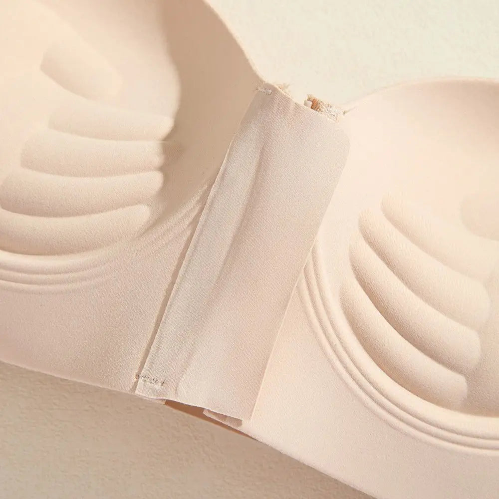 12cm Push-Up Plunge Front-Zip Bra: Strapless Sticky Adhesive Padded Minimizer, Lift & Shape for Small Chest, Seamless Comfort