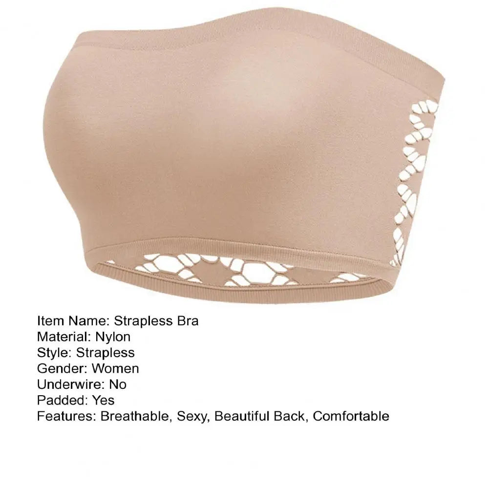 Wireless Push-up Bra Strapless Padded Bandeau Bra Wireless Push-up Bralette Non-slip Lace Back Tube Top Strap Comfort for Women