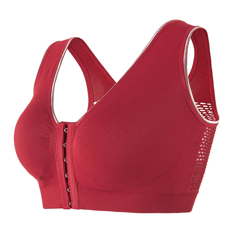 Sports Push Up Bra For Women Hollow Plus Size Bras Padded Wire Free Bralette Sexy Front Closure Breathable Brasserie Lingerie