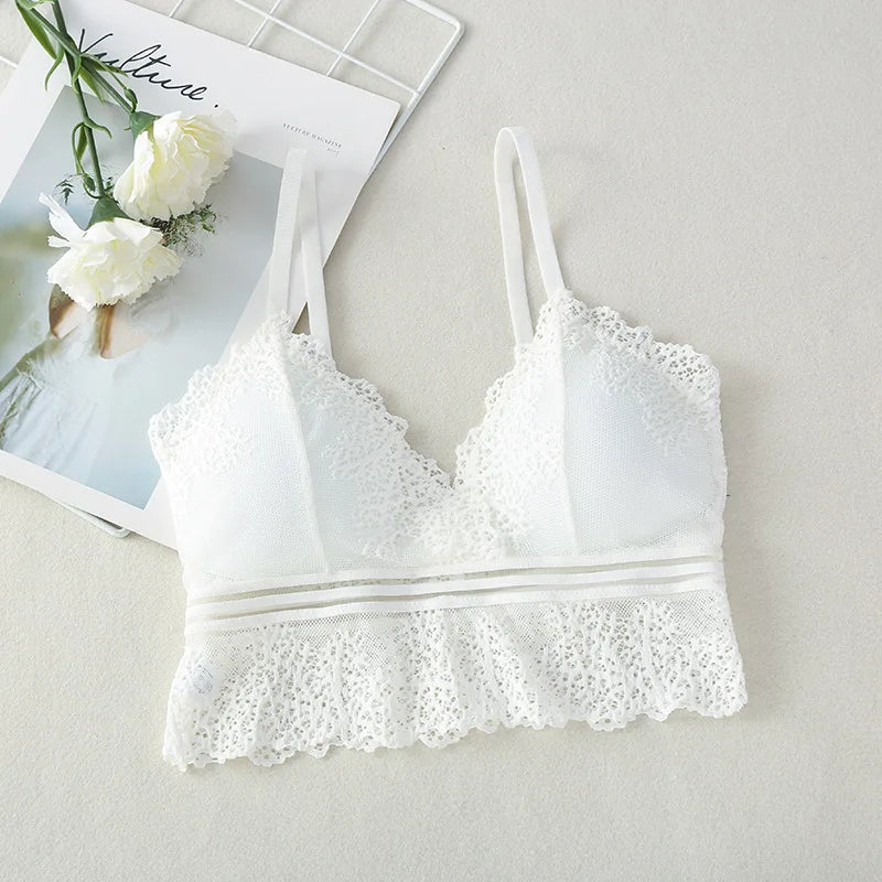 Tube Top Bras Lace Bralette Women Crop Tops Sexy Lingerie V Neck Seamless Underwear Cropped Bra Female Tank Crop Top