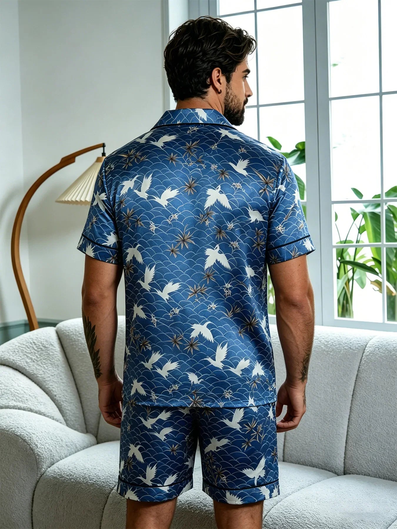 Men's Pj Sets Design Short Sleeve Pajama Set Soft Comfortable Sleepwear for Summer Lightweight Homewear Lougewear