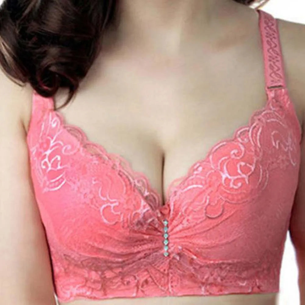 BCHRAYIUP Women's Underwire Padded Plunge Push Up Bra Sexy Flora Lace Deep V Full Cup Bra 34 36 38 40 42 44 46 B C D E