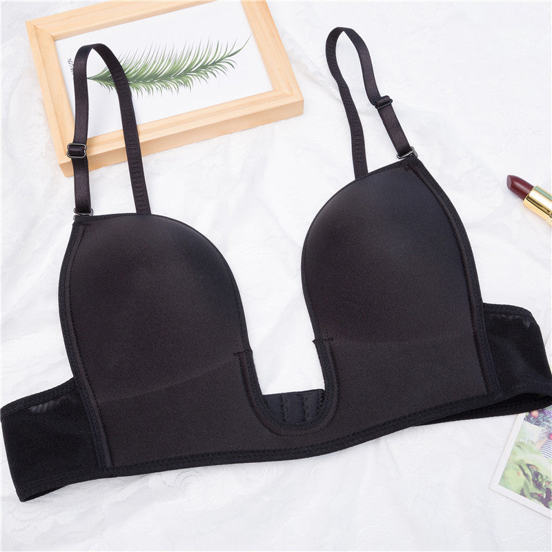 Deep U-Shaped Plunge Bra Lift Up Low Back Wirefree Bra Women Underwear Women's U-Shaped Sexy Lingerie For Backless Dress