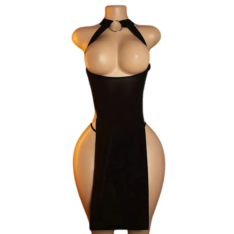 Women's Ultra Hot Porno Babydoll Dresses Hollow Out Open Breasts/Crotchless Erotic Lingerie With Thongs Night Of Desire Sex Toys