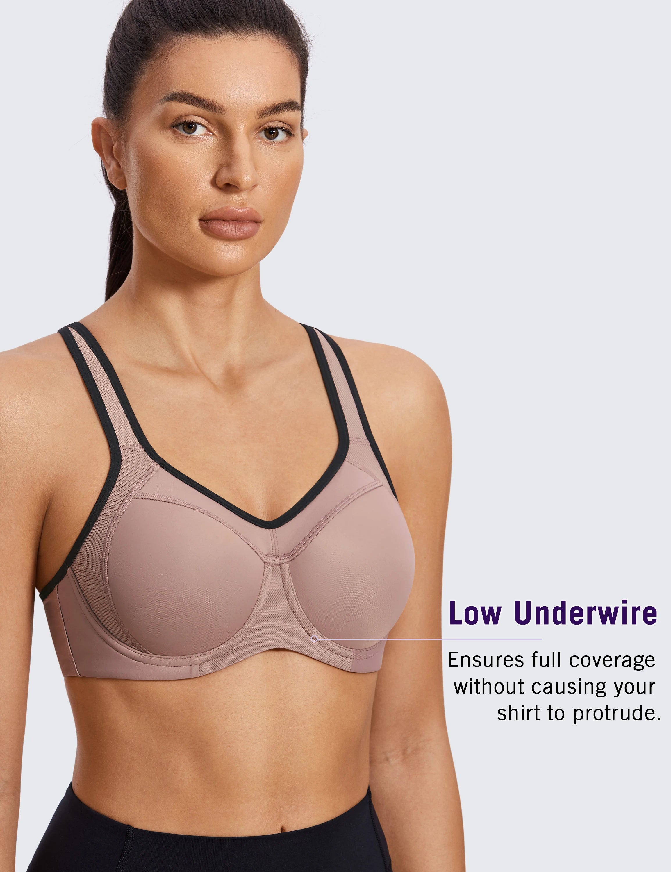 Sports Bra Women Shockproof Push Up Full Support High Impact Racerback Lightly Lined Underwire Undrwear Bras