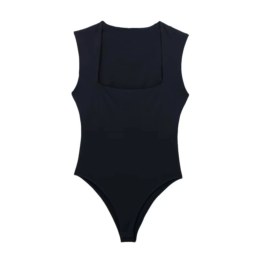 HXAO Black Body Woman Sleeveless White Bodysuit Women Square Neck Summer One Piece Swimsuits Sexy Lingerie Women's Bodysuit