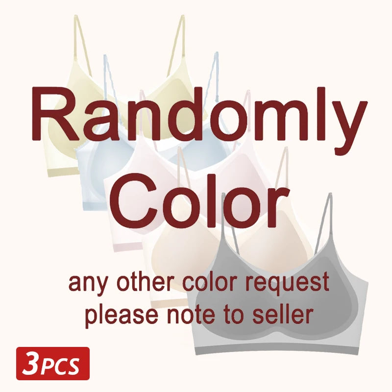 3PCS Ultra-Thin Breathable Ice Silk Bras Women's Seamless Back Halter Vest Wrap Bras Chest Gather Together Light Breathable Tops