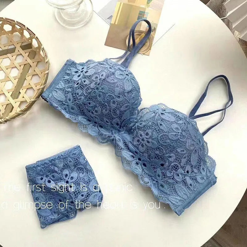 New Push-Up Lingerie Set Comfortable Wire-Free and Lightweight Bra Provides Lift and Side Support Sexy & Exquisite Lace Design
