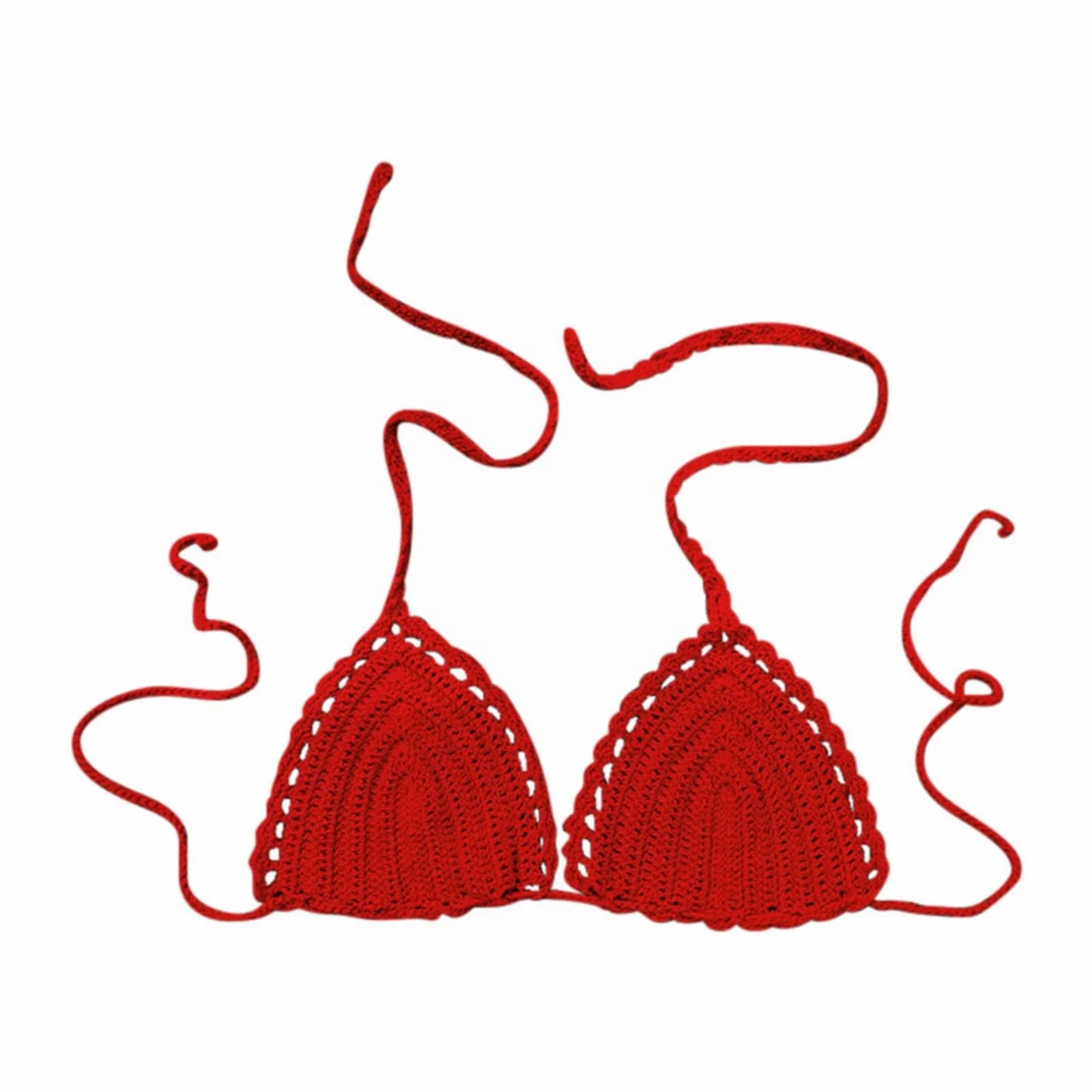 Women's Summer Sexy Bikini Hand Crochet Swimsuit Women Bikini Tops Solid Color Wireless Push Up Bra For Women Micro Bikinis