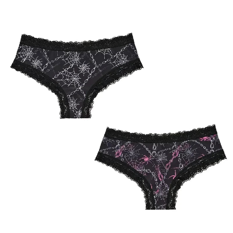 2Pc Set Lingerie Woman Sexy Underwear Lace Female Underwear Ghost Bat Butterfly Gothic Style Breathable Panties For Women