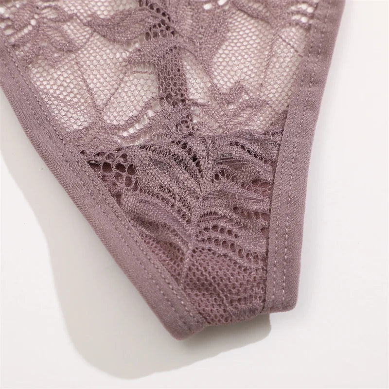 Sexy  Panties 3 PCS/Set Lace G-String Thongs Low Rise Underwear New Perspective Thongs Transparent Floral Breathable Lingerie