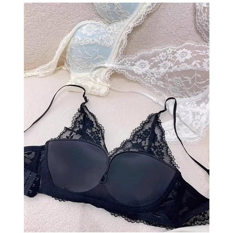 Lace Halter Backless Bra Push Up Small Bust Sexy Pure Desire Back Beauty Women Young Girl Fashion Intimates Underwear New Trend