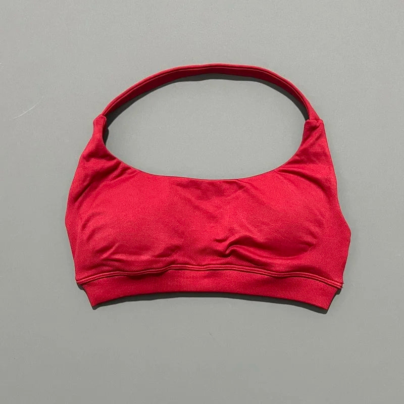 Sports Bra Women Halter Neck Open Back Seamless Yoga Bras Breathable Elastic Top Gym Running Workout Fitness Sports Bras