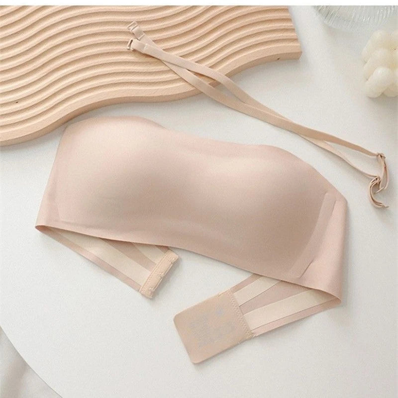Strapless Bra for Women, Push-up Bra for Small Breasts, Non-slip, Anti-exposure, Seamless Tube Top with Invisible Back Bra