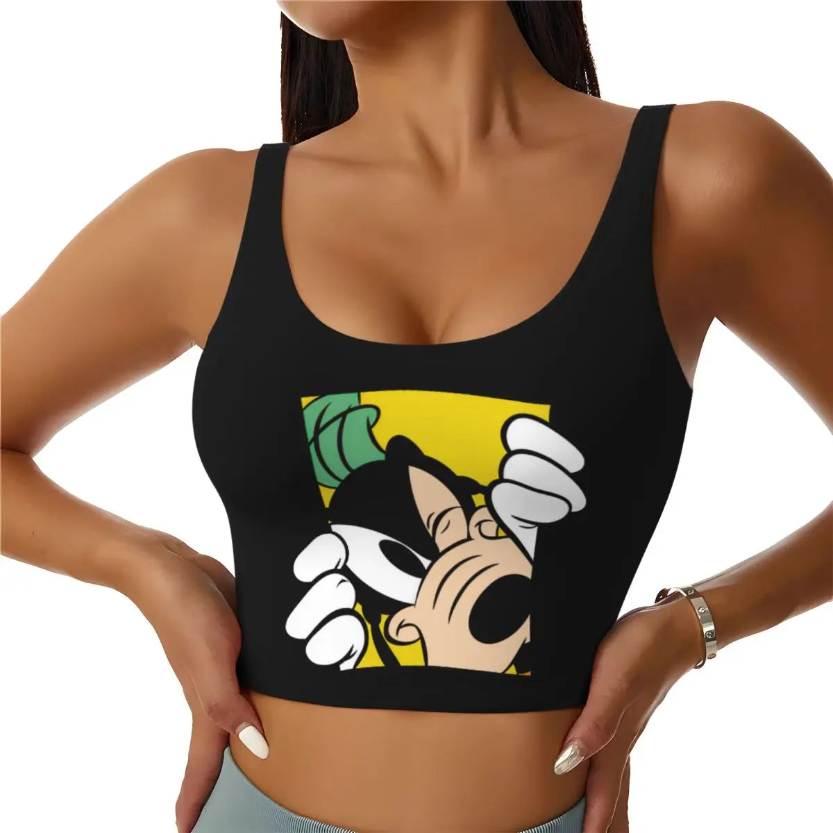 Custom Goofy Cartoons High Impact Sports Bras for Women Mangas Seamless Workout Running Crop Tank Tops