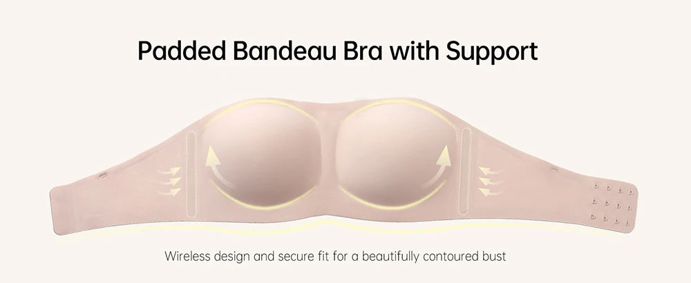 Strapless Push Up Jelly Bra Women's Bandeau Bra Without Straps Non-Slip Seamless Bralette No Underwire Soft Daily Brassiere