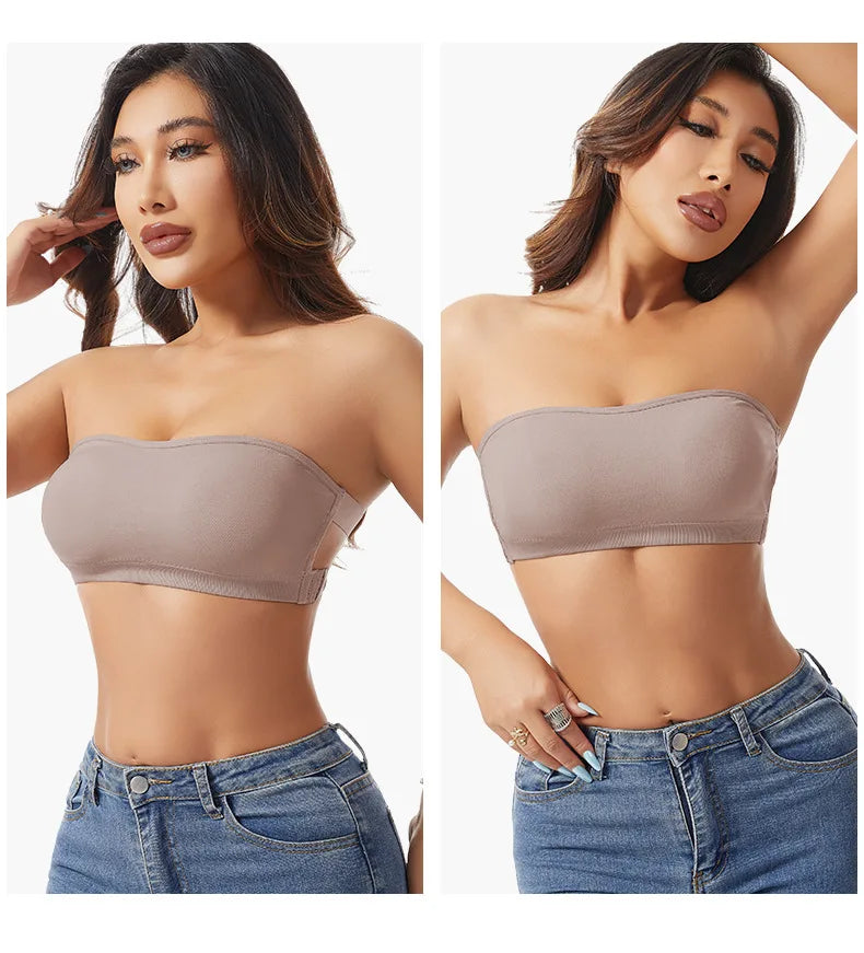 Strapless Push Up Bra For Women Wireless Removable Pad Invisible Daily Brassiere Underwear Seamless Backless Bandeau Bralette