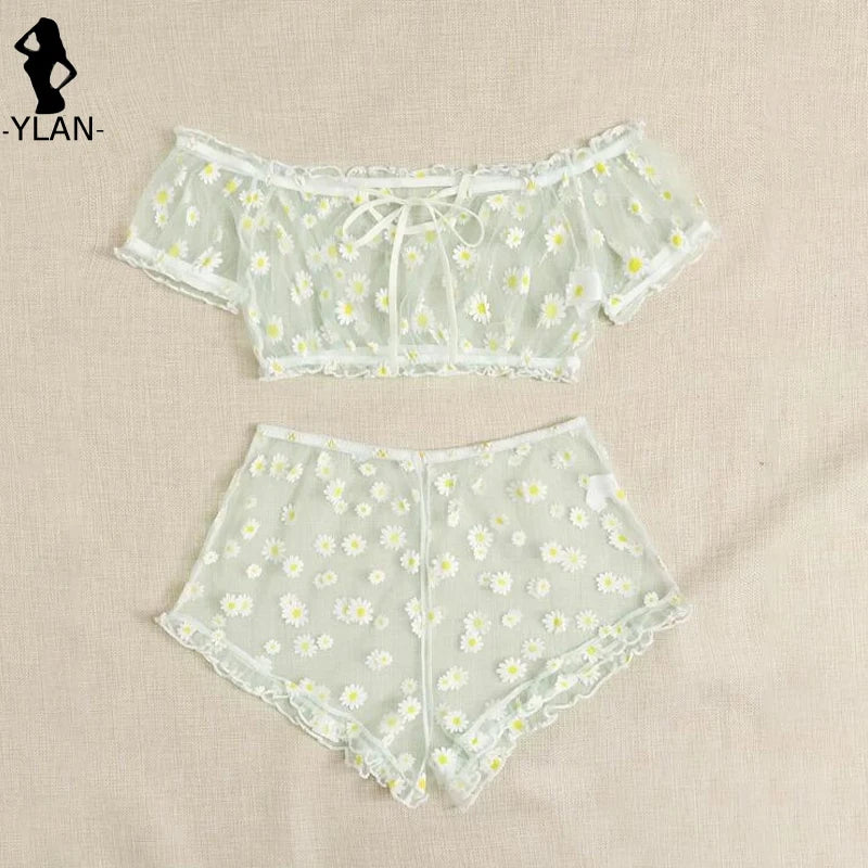 Strapless Bra Set Women Intimates Sheer Gauze Ruffles Lingerie Set Sexy Off Shoulder Underwear Fancy Temptation Erotic Lingerie