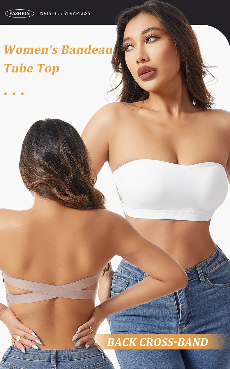 Strapless Push Up Bra For Women Wireless Removable Pad Invisible Daily Brassiere Underwear Seamless Backless Bandeau Bralette