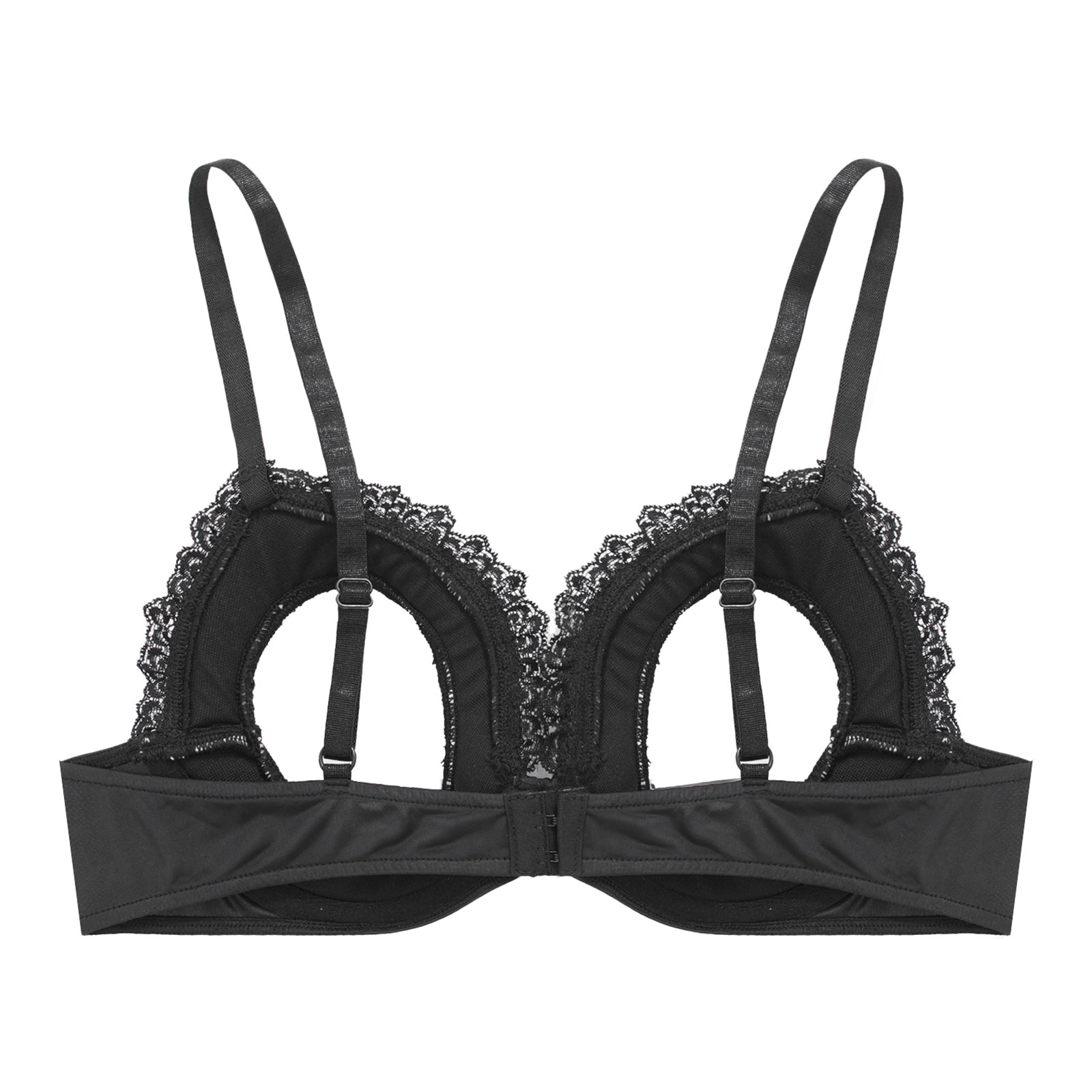 Womens Cutout Padded Underwired Porno Open Breast Brassiere Lingerie Hollowed Out Unlined Bra with Exposed Navel Top Underwear