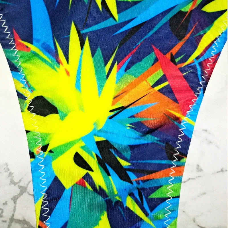 New Floral Print Brazilian Bikini Bottom Women's Swimwear High Waisted Sexy V Thong Swimsuit Bathing Suit Women Swimwear Women