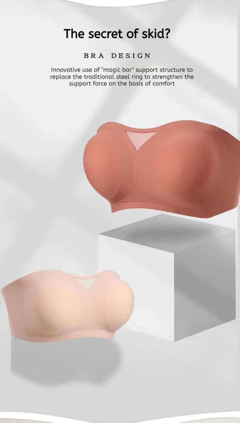 Non-slip Strapless Underwear Bra Seamless Sport Bras Women Soft Thin Push Up Underwear Lingerie Sleep Top Invisible Lingerie