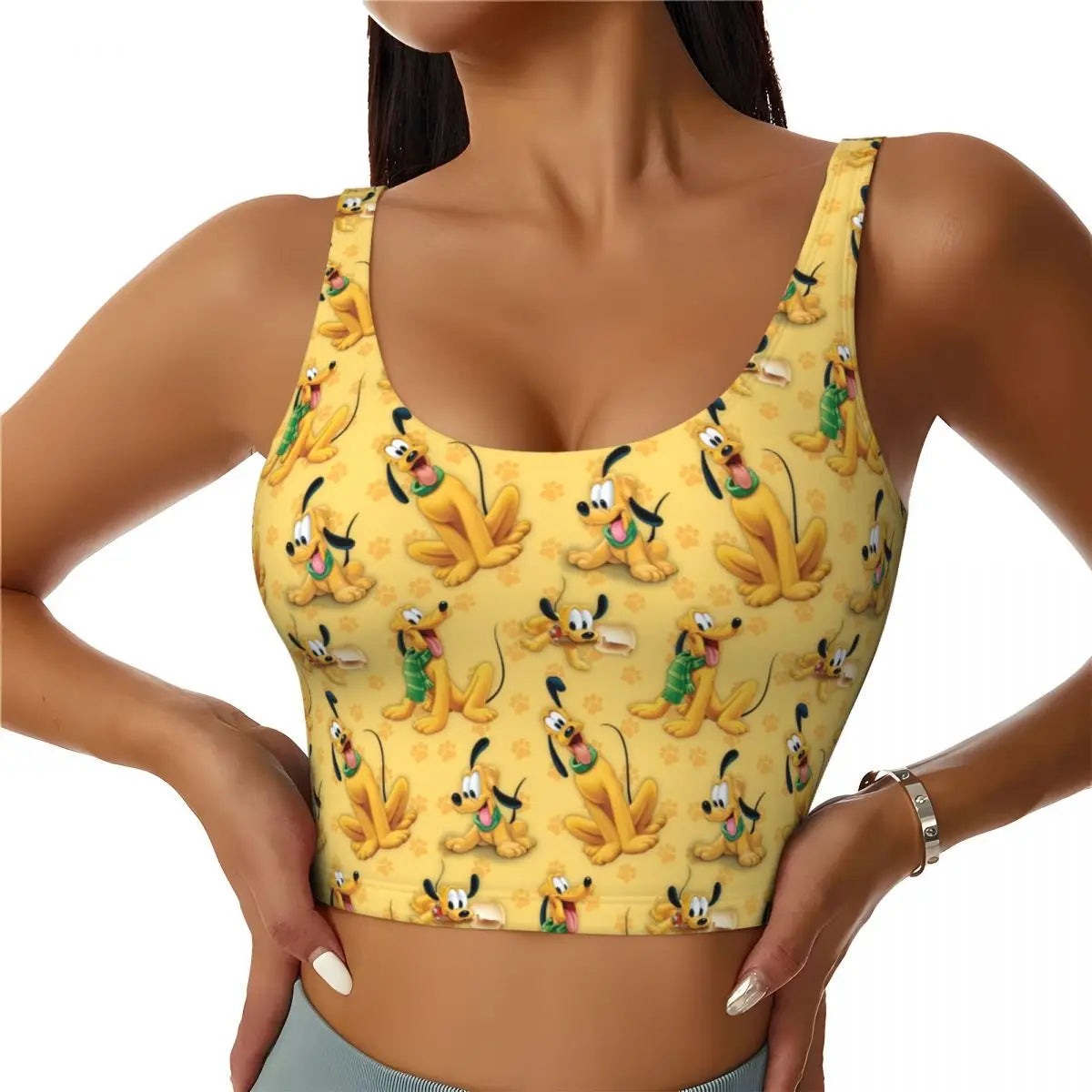 Custom Pluto Anime Manga High Impact Sports Bras for Women Classic Seamless Workout Yoga Crop Tank Tops