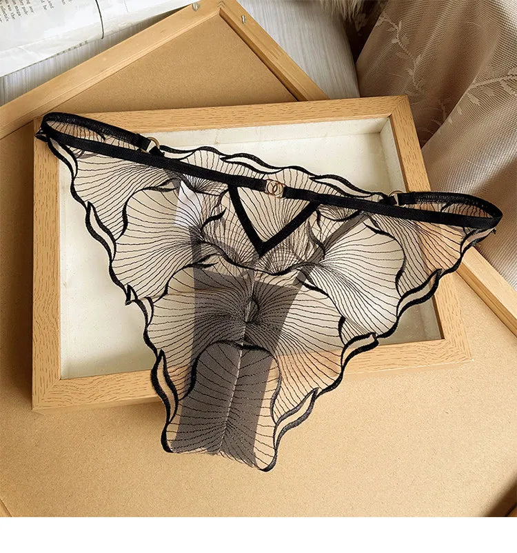 Erotic Lingerie Sets Sheer Transparent Lace Bras for Women Sexy Embroidery Push Up Bra and Thong Matching Set  Underwear Women