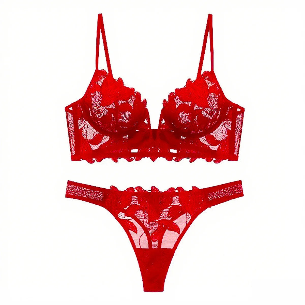 Women Lace Lingerie Set Elegant Sexy Bra Set See Through Underwear Ventilate Ladies Bra and Panty Set