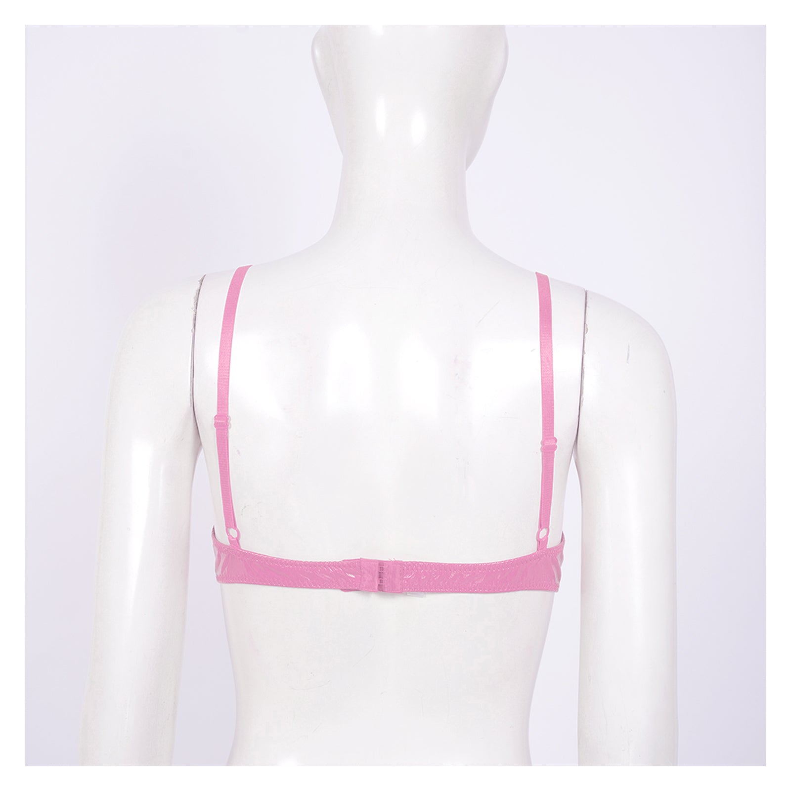 Women Wet Look 1/4 Cup Bra Underwired Push Up Bralette Lingerie Glossy Patent Leather PVC Balconette Open Breast Cup Bra Top
