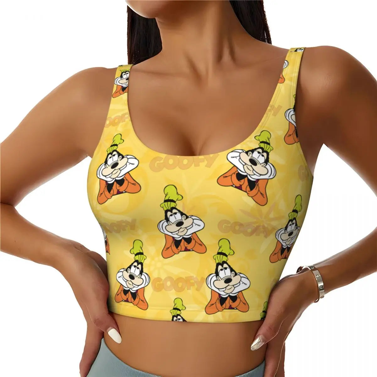 Custom Goofy Cartoons High Impact Sports Bras for Women Mangas Seamless Workout Running Crop Tank Tops