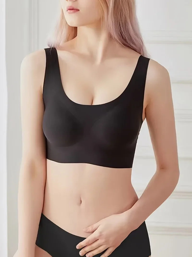Seamless Solid Wireless Bra Comfy Breathable Full Coverage Everyday Bra Women's Lingerie Underwear