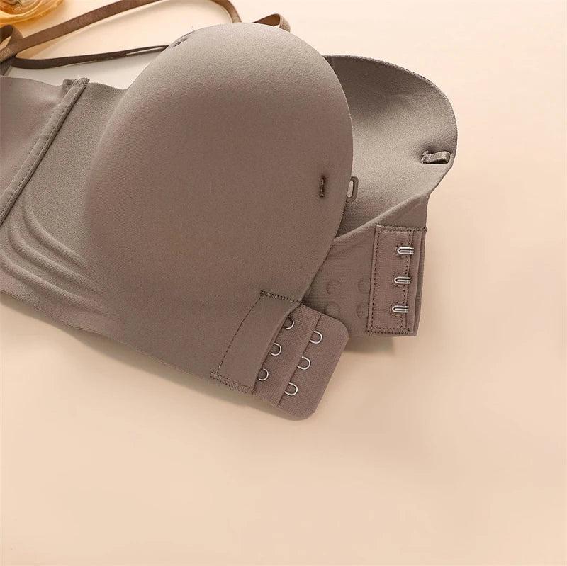 Women's Push-up Strapless Bras Front Buckle Brassiere Sexy Girls Small Chest Underwear Breathable Gathered Bralette Lingerie