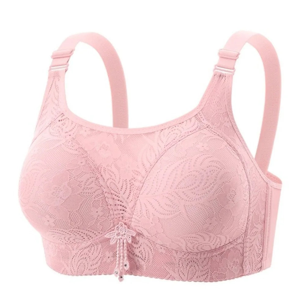 Breathable Anti-Sagging Wireless Push-Up Bra Underwear Floral Mesh Women Vest Bra Sweet Elderly Bra Women