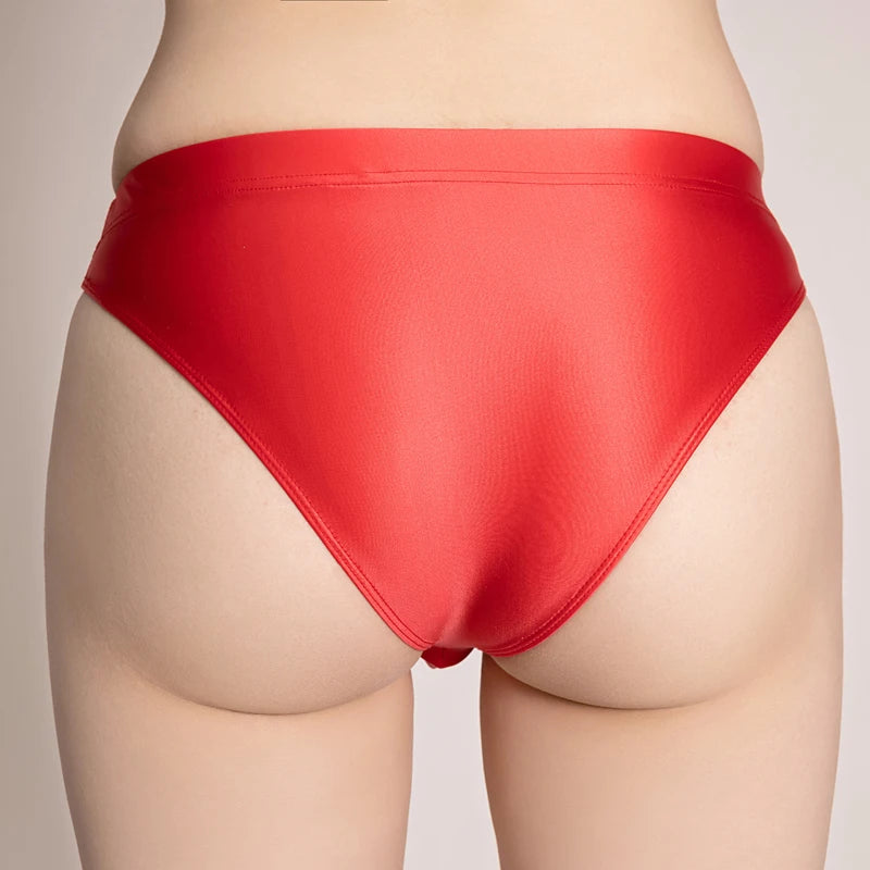 gloss Briefs Bikini Bottoms with Buttocks Silky Solid Bikini low-waisted Tights Underpants Oily swimming sexy men underwear