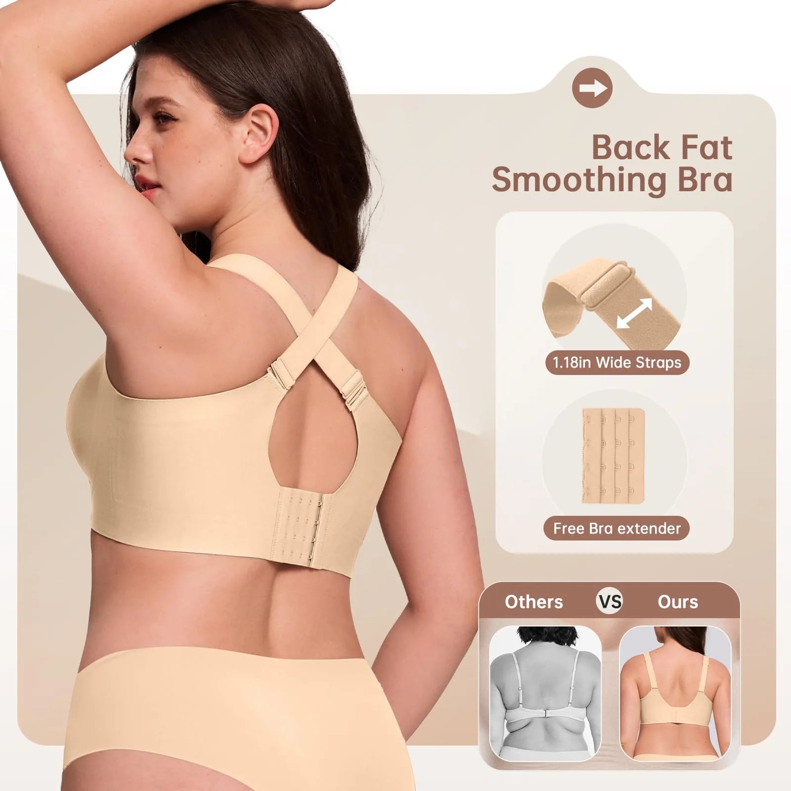 Smoothing Back Bra Supportive Wireless Push Up Bras Full Coverage No Underwire Seamless Bra Plus Size for Elder Women