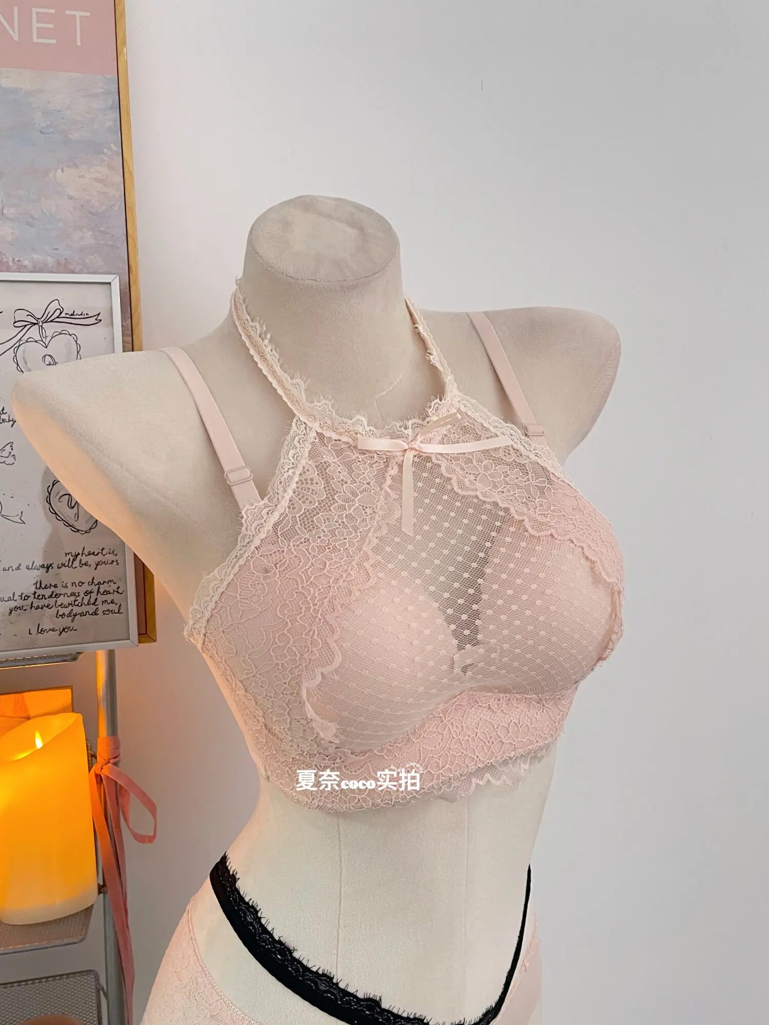 Lace Plunge Bra Push Up Bralette See Through Mesh Lingerie Double Layer Deep V Top Flattering Fit for Petite Bust Everyday Wear