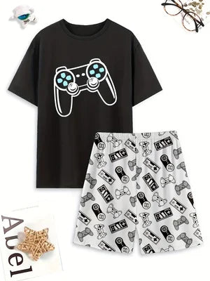 Game controller pajama set, comfortable summer homewear