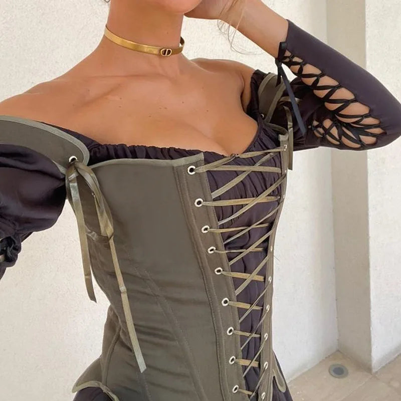 Elegant Lolita Corset Evening Party Retro Bustier Top Women Lingerie Sexy Slimming Bandage Underbust Corsets Streetwear Clothing