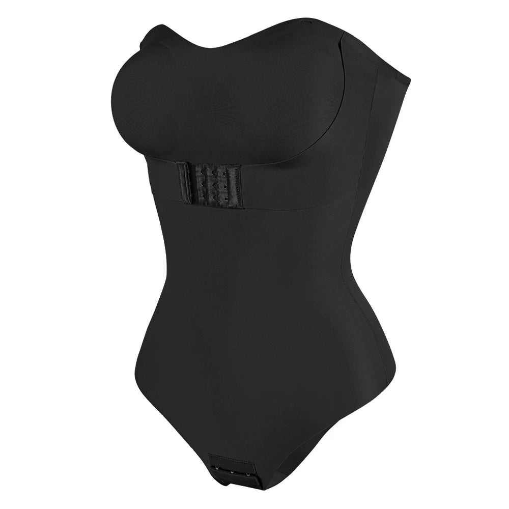 Strapless Bodysuit Off Shoulder Bustier Tube Top Women Front Closure Tummy Control Shapewear Removable Padded Underwear S-4XL